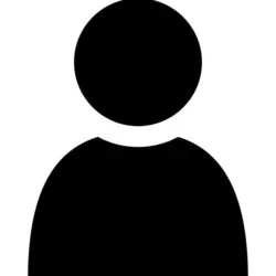 Black and white icon of a person